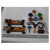 BEY BLADES, WOOD GO CARTS, ETC