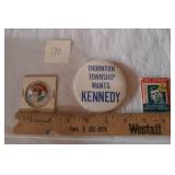 JFK PINS, BOOK OF MATCHES FULL