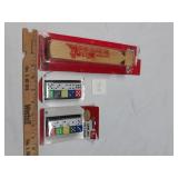 WOOD TRAIN WHISTLE, 2 PKS OF GAME DICE