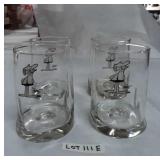 4 LARGE GROG GLASSES