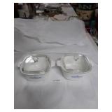 2 MEDIUM CORNINGWARE CASSEROLES W/LIDS