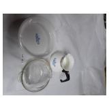 SMALL PYREX CASSEROLE W/LID, PIE PLATE