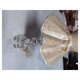 LAMP W/VINTAGE SHADE & RIBBON