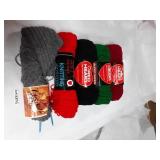 5 MISC ROLLS YARN & 2 HOOKS