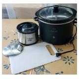 Crock pots  & cutting board
Rival Stoneware Slow