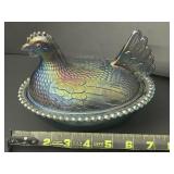 Vintage Indiana Carnival Glass Chicken Hen On