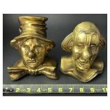 Vintage Pm Craftsman Heavy Brass Clown Bookends