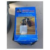 Step stool, metal pale, heavy duty spray gun