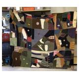 77" x 70" Hand Made Crazy Quilt, Needs Some