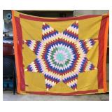 75 x 65 Inches Star Quilt , Some Work Needed