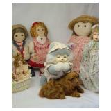 Vintage cloth Doll, porcelain dolls, mask vinyl