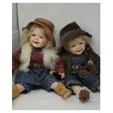 Twin western bisque dolls