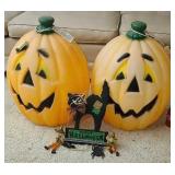 Two Halloween Pumpkin blow molds.