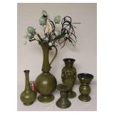 Wooden Vases and Pedestals. Has Small Chip.