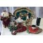 Christmas items
-tray, platter, wreaths , gift