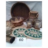 CLAY POT, CANDLE HOLDERS, PLACE MATS, ETC.