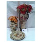 DECORATIVE VASES & PLATE