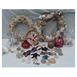 LOTS OF SHELLS, TURTLES, LIZARDS, GLASS