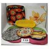 LARGE COLORFUL FESTIVE  SERVING PLATES,  MATES,