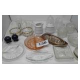 MISC. GLASSWARE, SUGAR, CREAMER, HONEY JAR, AND
