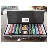 TEXAS HOLDEM CARDS AND POKER CHIPS IN CASE