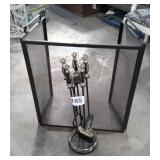 FIREPLACE TOOLS  AND SCREEN - screen is 28" w x