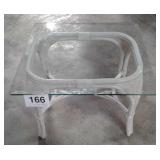 26" L X 24" W X 22" H GLASS TOP, WOOD END TABLE