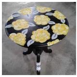 25 1/2" h x 24" w FLOWER PRINT AND BLACK TABLE /