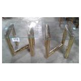 24" l x  22" w x 22" h GLASS  AND BRASS END TABLES