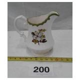 CREAM AND OLIVE GREEN FLORAL PITCHER