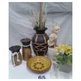 CLAY BLACK VASE, CANDLE HOLDERS, FLOWER POTS