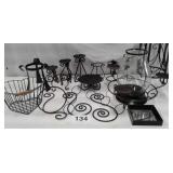 COLLECTION BLACK METAL CANDLE HOLDERS, ETC.