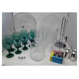 STUDIOS JAPAN PLATTER...NEW, 8..GREEN GLASSES, 8