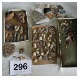 FOSSILS, INDIAN BEADS, ROCKS
