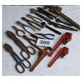 PIPE WRENCHES, TIN SNIPS, PLIERS, ETC