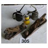WOOD PLANES, OIL CANS