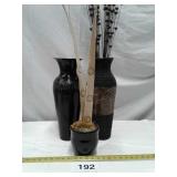 PLASTIC, METAL & GLASS VASES