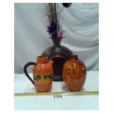 LARGE ORANGE AND BROWN VASES