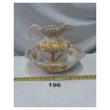 FLORAL PITCHER AND BOWL