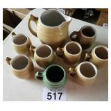UHL POTTERY - PITCHER AND MUGS
