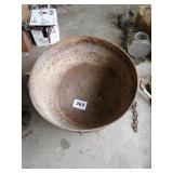 IRON KETTLE 27" WIDE X 16" TALL HAS CRACK