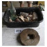 GRINDER BLOCK, SHELLS, COKE BOTTLE, ETC