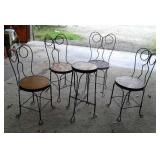 BLACK IRON AND WOOD CHAIRS AND PLANT STAND OR