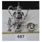 FB ROGERS SILVER CO COFFEE POT,  CREAM & SUGAR,