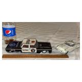 Vintage Police Car Hwy Patrol Tin Metal Toy Car,