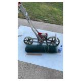 Seeder w attachments, fence wire