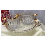 Vintage Jeannette glass-creamer and sugar with