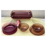Pyrex dishes and cranberry Corning vision ware