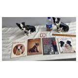 Boston Terrier Door Stops (cast iron) and Books