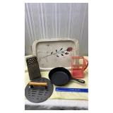 8" cast iron skillet, TV tray, Milk Carton